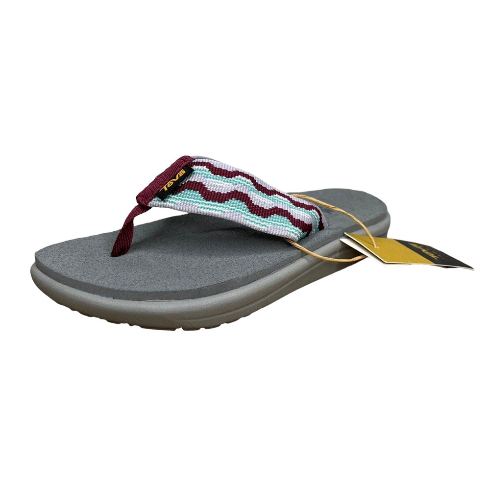 Teva Little Girls Voya Thong Flip Flop Sandals Sz 12 Aqua-Burgundy-Gray-Lavender